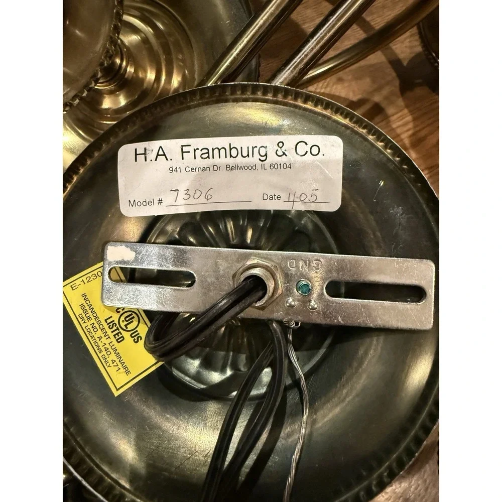 RARE Vintage H.A. Framburg Brass Large Chandelier with 6 Arms